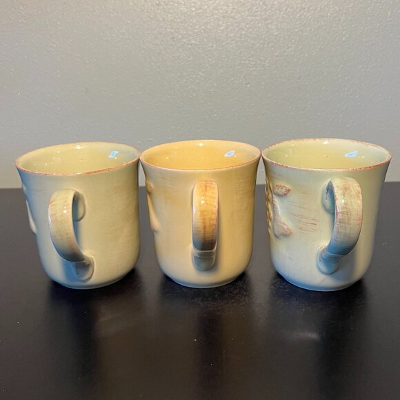 Set of 3 Vtg Casafina MADEIRA HARVEST Embossed Fruit  Stoneware Mugs ~ PORTUGAL - Picture 3 of 13